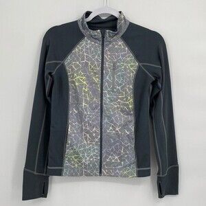 Zella Girl Printed Stretch Collared Athletic Full Zip Jacket Grey XL 14/16